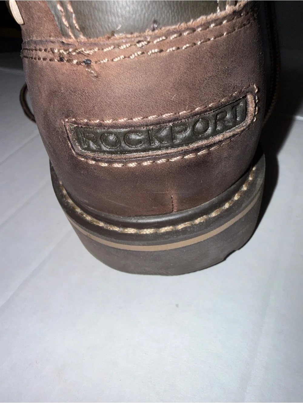 Rockport Brown Leather Moc Toe Lace-Up Boots